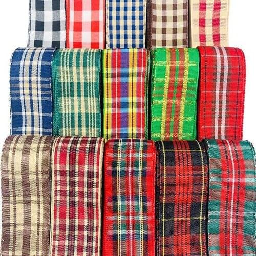 1 '25mm checked ribbon 5 meters DIY handmade material headdress hair bow bow clothing shoes hats material