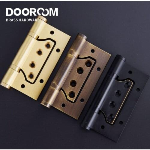 1Piece DOOROOM Brass Door Hinges Free Slot Smoothly Thickening Mute Child Hinges 4 Inch