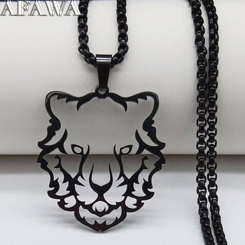 2021 Tiger Stainless Steel Necklaces for Women Black Color Statement Necklace Gothic Jewelry colar masculino N18963