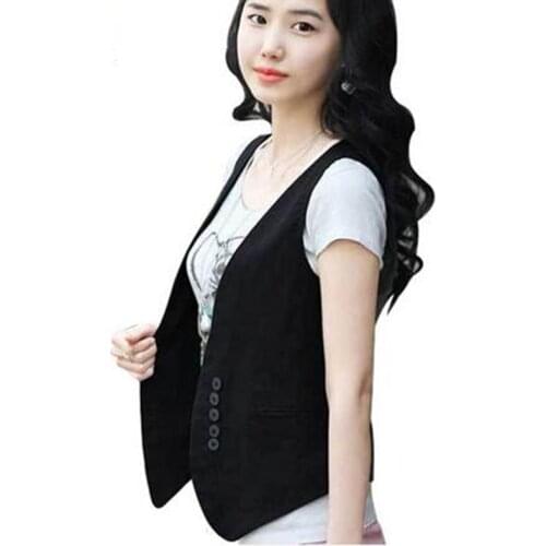 2021 Womens Wardrobe Waistcoat Wholesale Women Slim Cotton Vest Women Fake Pocket Button Free Shipping