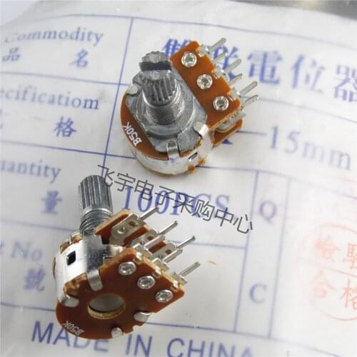30pcs WH148 B20K 6pin duplex amplifiers potentiometer 20k long 15mm handle nut gasket