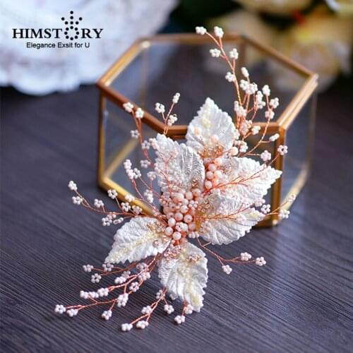 Pure Handmade Baroque Retro European Brides Barrette Brides Headdress Gold Leaf PEarl Fruit Wedding Hair Accessorr Headdress
