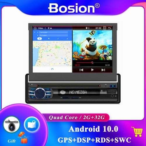 Car Radios Stereo audio Radio Android 10 Bluetooth 1DIN 7" HD Retractable Touch Screen Monitor radio SD FM USB Rear View Camera
