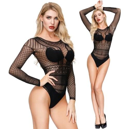 Hollow Out Sexy Lingerie Women Black Slim Lingerie Sexy Hot Erotic Dress Babydoll Girl Thong Bodysuit Sexy Underwear Plus Size