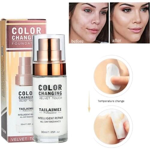 30/35ml TLM Color Changing Liquid Foundation Face Makeup Base Warm Skin Tone Face Moisturizing Liquid Cover Concealer TSLM1