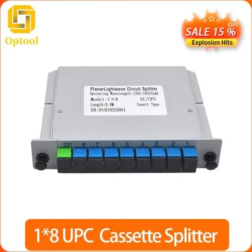 Free Shipping 10pcs/lot SC UPC 1X8 Fiber Optic FTTH cassette box Optical Coupler SC UPC PLC 1X8 fiber splitter Box