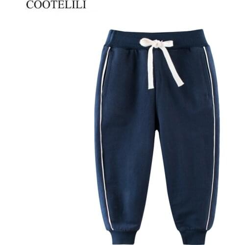 COOTELILI Kids Pants Baby Boys Casual Solid Toddler Children Clothes Boys Pants Navy Fashion Active Trousers Outfit 110-160cm