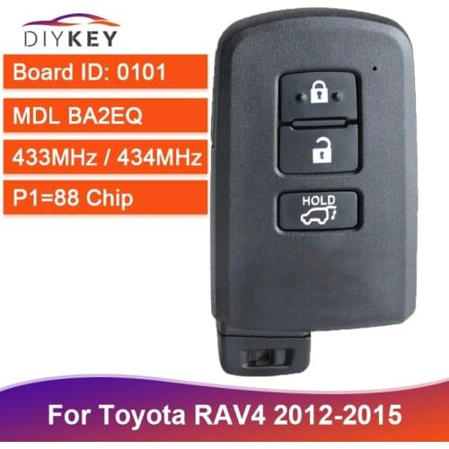 DIYKEY MDL BA2EQ 0101 Board ID Smart Prox Remote Key Fob 3 Button FSK 433MHz 434MHz for Toyota RAV4 RAV 4 2012 2013 2014 2015