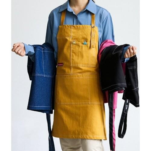 Denim Apron For Women And Men Household Kitchen Accessories Baking Cafe Work Clothes Twill Denim