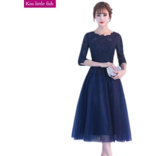 Free shipping Tea length Elegant lace special occasion dresses Prom dresses 2019