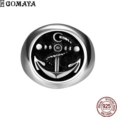 GOMAYA 316L Stainless Steel Round Rings For Men Black Fashion Punk Neo-Gothic Vintage Ring Party Fine Jewelry New Arrival
