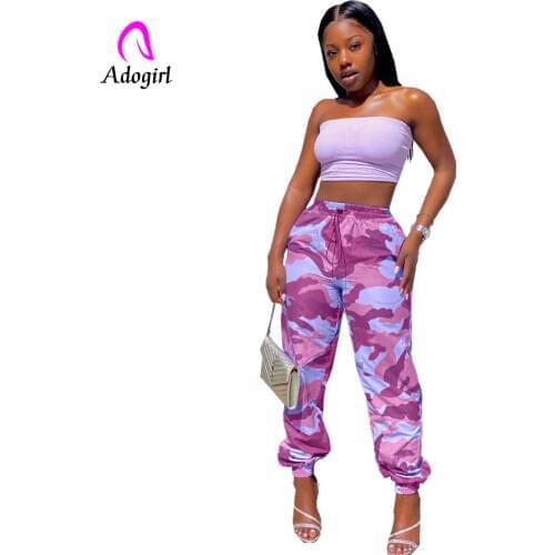 Camo Women Jogger Pants High Waist Sporty Trousers Fitness Casual Loose Pants Purple 2020 Summer New Streetwear Cargo Sweatpants
