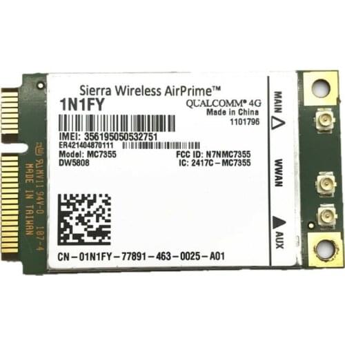 Wireless Adapter Card for Dell DW5808 Sierra Wireless AirPrime MC7355 4G LTE/HSPA+GPA 100MBPS 1N1FY Card