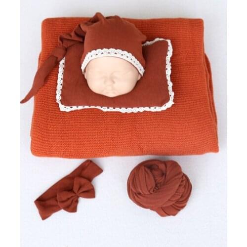 Newborn Photography Suit Baby Wraps Blanket Photo Soft Headband Hat Posing Pillow Props