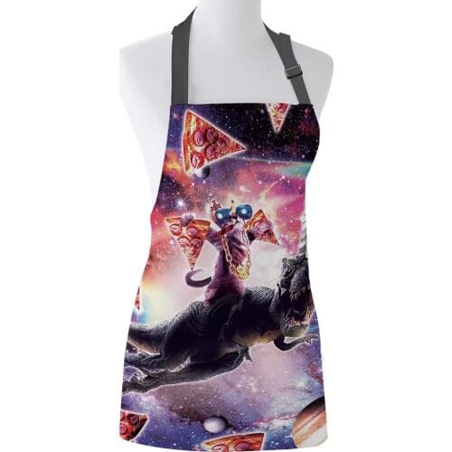Kitchen Apron Space Dinosaur Adjustable Canvas Aprons for Men Women Kids Home Cleaning Tools