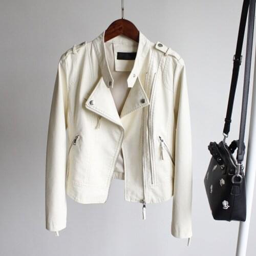 Spring Autumn PU Leather Jacket For Women Glossy Short Faux Leather Coats Motorcycle Jackets Outerwear chaqueta mujer YQ235