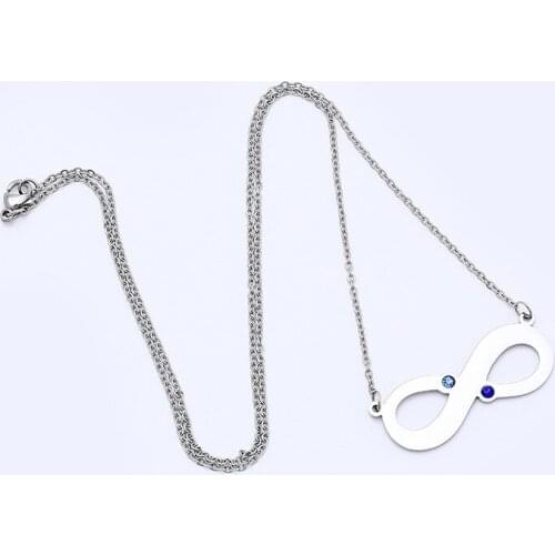 Selling Fashion Simple Stainless Steel Necklace Unlimited 8 Words Blue Crystal Forever Necklace For Women Accessories