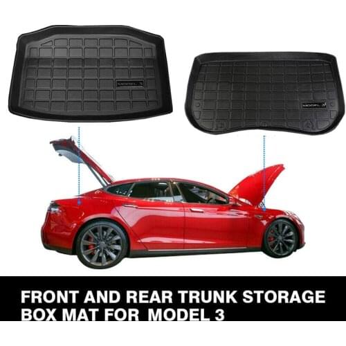 Model 3 Front and Rear Trunk organizer All Weather Trunk Liner Durable TPE Cargo Storage Mat for Tesla Model 3,2 Pack