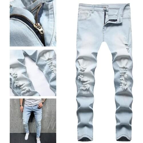 Fashion jeans mens denim pants trendy brand wild Korean version of the trend of new pants