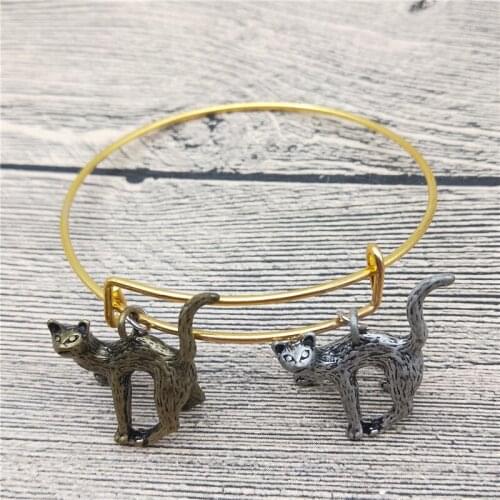 Trendy New Vintage 3D Cat Bangles Cute Vintage 3D Cat Cat Bangles Bracelets Fashion Animal Pet Jewellery