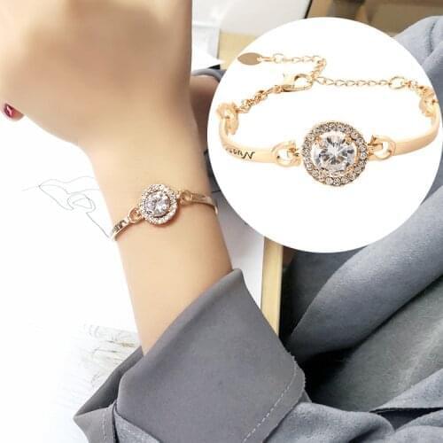 Trendy rose gold rhinestone bracelet with adjustable zircon alloy festival bracelet for temperament charming girls women gifts