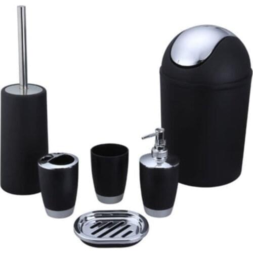 Bathroom Set 6 Piece Accessory Bin Soap Dish Dispenser Tumbler Toothbrush Holder