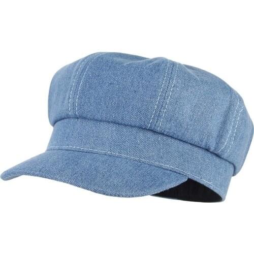 New Women Leisure Octagonal Hat Ladies Denim Beret Hat Cowboy Newsboy Cap Peaked Beret Driving Hat Dropshipping