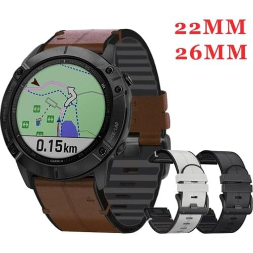 For Garmin Fenix 6 6X Pro 5 5X Plus 3/3HR Wristband Quick Fit 26 22mm Original Leather Watch Strap Forerunner 935/945 Bracelet