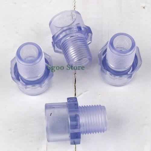 1/2"To 2" UPVC Transparent Male Thread Straight Connectors Water Pipe Quick Equal Connector Garden Irrigation Fittings