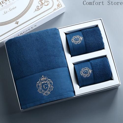 Luxury Hotel Bath Towel Three-piece Set Cotton Adult Towel Bath Towel Gift Box Christmas Towel Gifts White Bathroom Towel B5T61