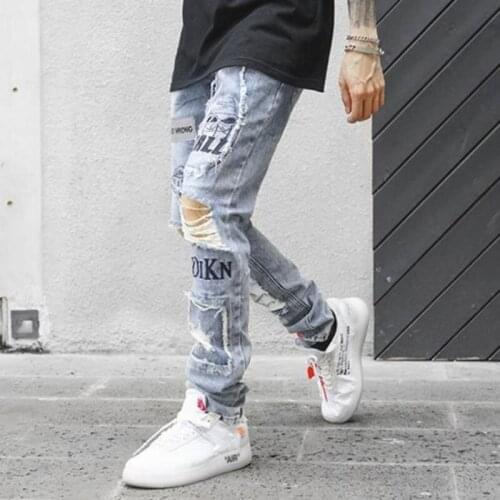 Spring Autumn Holoe Jeans Mens Slim Hip Hop Street Dance Skinny Jeans Men Pencil Pants Long Trousers Mens Clothing