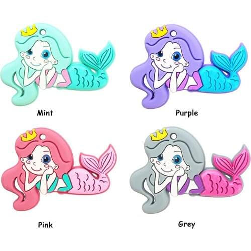 Chenkai 10pcs Silicone Mermaid Teether DIY Pacifier Dummy Teething For Infant Smoothing Sensory Bite Toy Accessories Gift