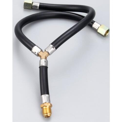 3/8" Flare Gas Grill Connection Y Splitter Pipe Flexible Hose Inlet Pipe for BBQ Stove LPG Propane Fire Pit Fireplace, Stove