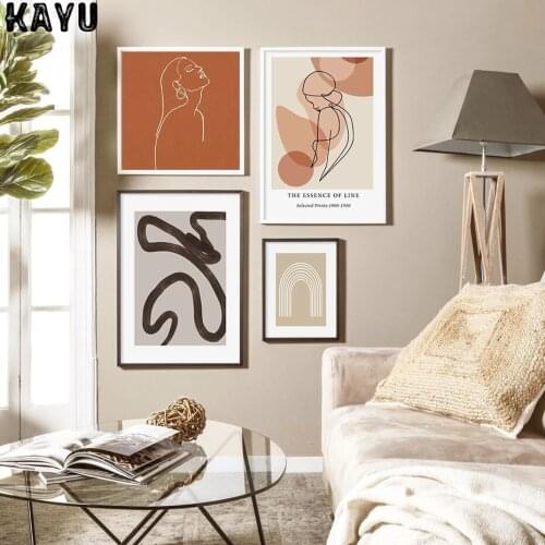 Modern Abstract Figure Sketch Line Boho Minimalist Poster Canvas Paintings Wall Art Print Pictures Living Room Home Decoration