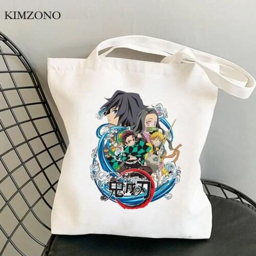 Demon Slayer Kimetsu No Yaiba shopping bag handbag bolsas de tela shopping recycle bag canvas bag woven shoping sacola tote