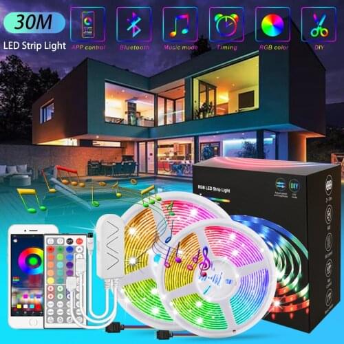 LED Strip Light RGB 12V SMD 5050 Bluetooth 5m 10m 15m 20m APP Control Flexible LED Diode Tape Lights for Room Decor TV Backlight
