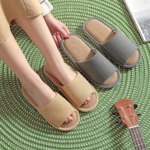 Women Men 2021 New Linen Slippers Cotton and Hemp Womens Thick Soled Fabric Sweat Non-slip Breathable Spring Summer Autumn