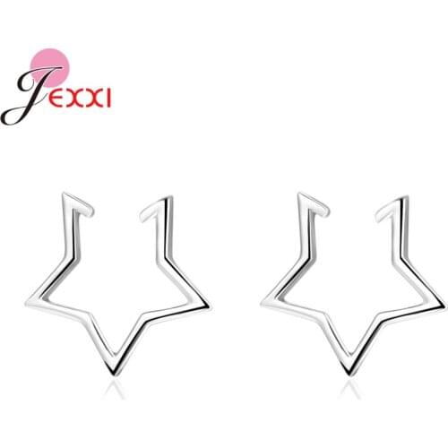 Star Shape Stud Earrings For Women Genuine 925 Sterling Silver Studs Korean Style Earrings Party Jewelry Accessory For Girls