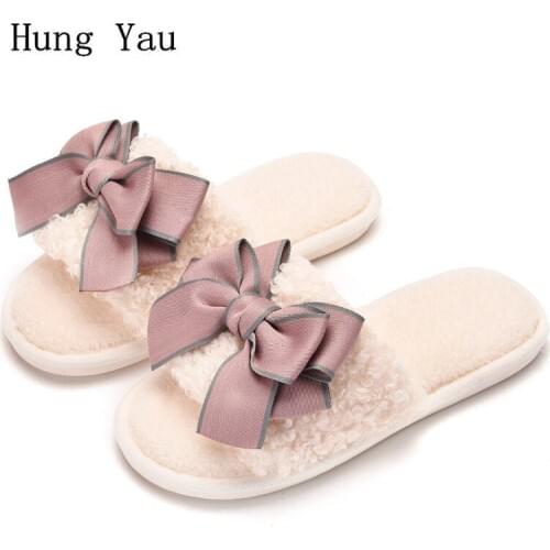 Women Slippers Flips Flops Autumn Winter Shoes Butterfly-knot Fashion Platform Sandals Slides Non-slip Flats Indoor Comfortable