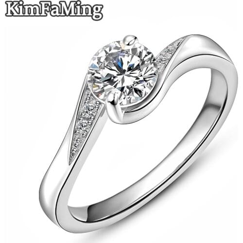Elegant Women 925 Silver Twisted Engament Ring in High Class Sterling CZ Jewelry GR061