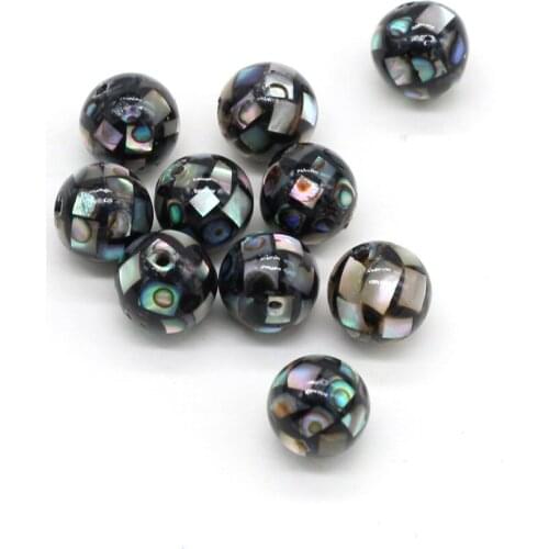 2pcs Fine Round Abalone Shell Beads Natural Black Shell Loose Beads for Making DIY Jewelry Necklace Bracelet Size 8mm 12mm