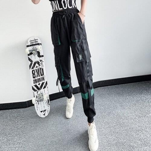4 Pockets Hip Hop Sweatpants for Women 2021 Fashion Cargo Pants Girls Harajuku Style Harem Trouser Patchwork Streetwear Clothing