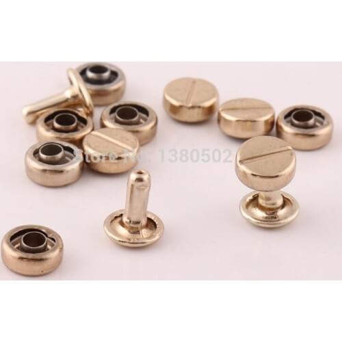 50sets/lot 7*9mm Light Gold Color Double Cap Rivets Stud Rivets for Garment Clothes Shoes Belt Leather Craft