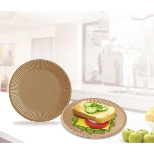 50pcs/pack Disposable Thick Kraft Paper Plate Cake Pan Dessert Plate BBQ Plate Party Supplies