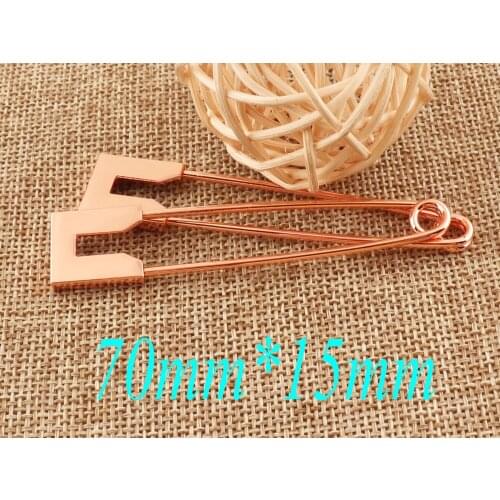 10 PCS Metal Craft Rose Gold Safety Pins,Stitch Markers Safety Pin Brooch Loops Charms Jewelry Tag Fasteners-70MM*15MM