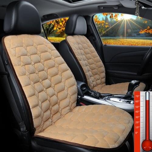Heating Car Seat Cover 12V Heated Auto Front Seat Cushion Plush Heater Winter Warmer Control Temperature Electric Heating Pad