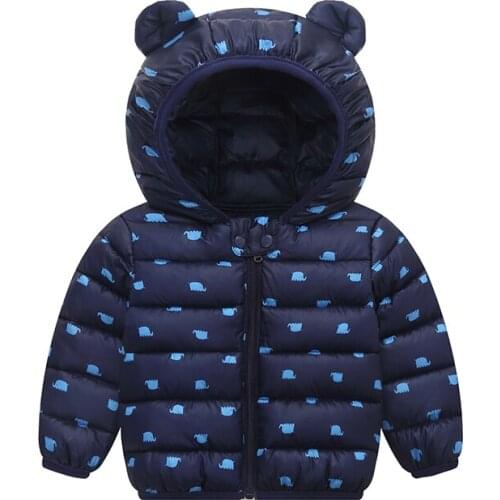 Baby Girls Winter Light Down Cotton Jacket Kids Boy Casual Warm Hooded Parkas Coat Children Printed Snowsuit Toddler Top Clothes