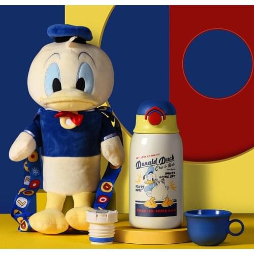 Disney Children with Straws Leak Proof Drop Proof Cup Plush Doll Thermos Cup