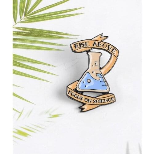 Chemistry Potion Enamel Pin Rise Above Focus On Science Badge Brooch Denim Jeans bag Jewelry Gift for Friends Chemical Lover