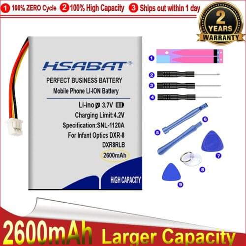 HSABAT 0 Cycle 2600mAh DXR8RLB Battery for Infant Optics DXR-8 Baby Monitor Replacement Accumulator